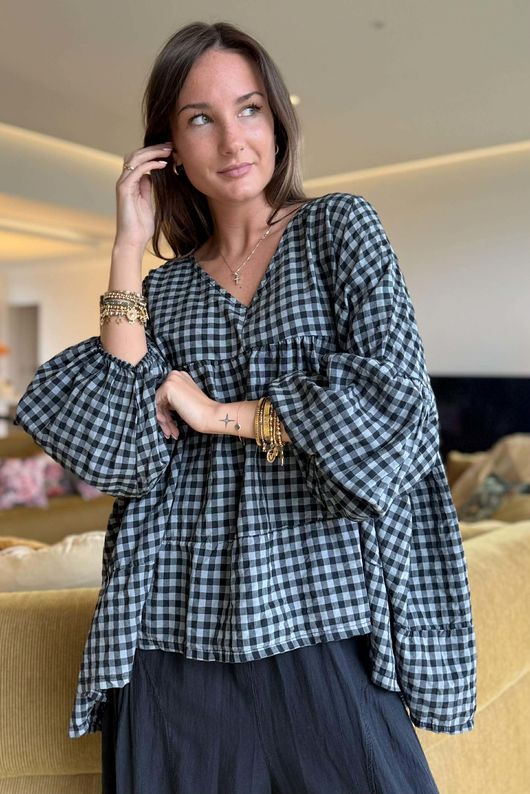 Nonni Gingham Artist Smock Black